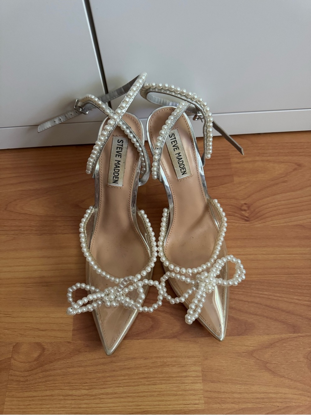 Steve madden clear pearl heels